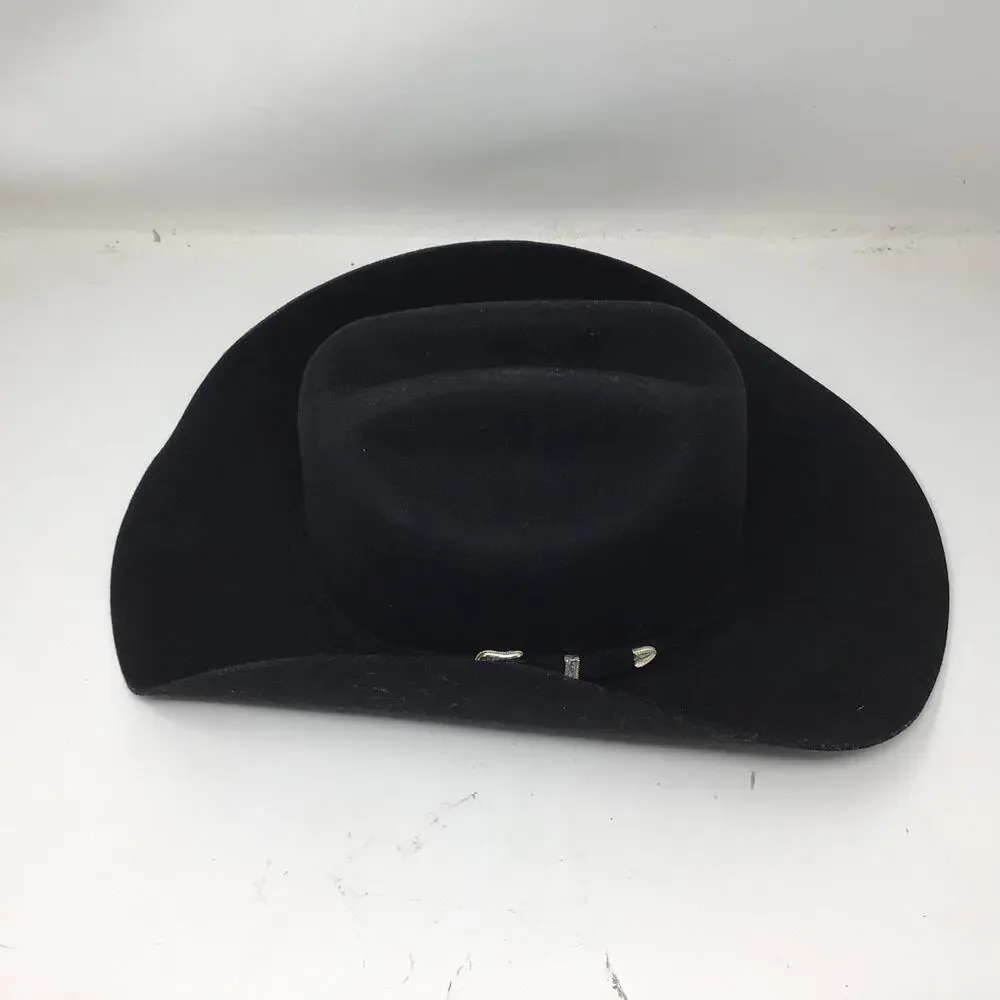 Stetson Stallion 3X Oak Ridge Wool Cowboy Hat Black Size 7 1/2 Western Used
